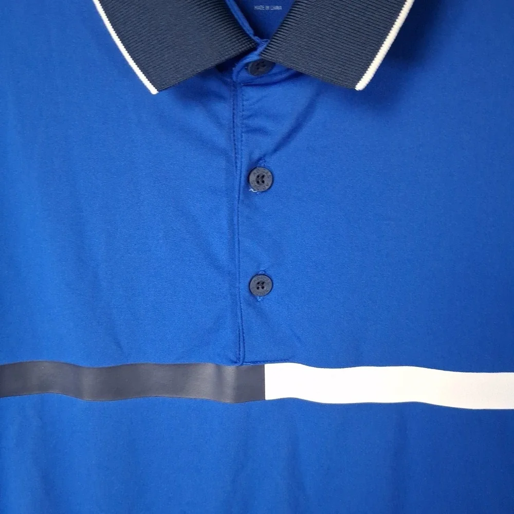 Adidas Golf Chest Colorblock Short Sleeve Polo Shirt Men Size Large Blue  White
